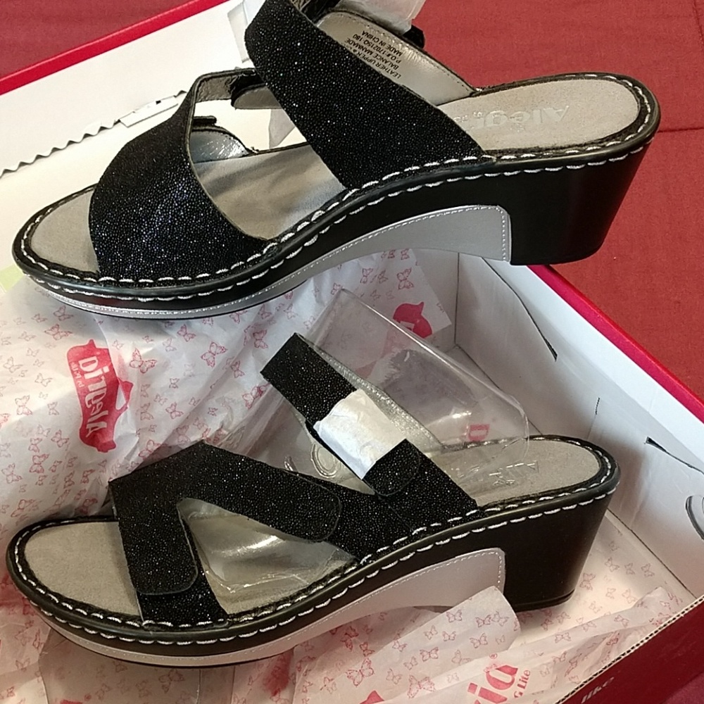 Alegria glitter black sandle
